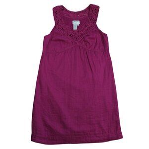 M.S.S.P. 100% Linen Sleeveless Dress Magenta Lace Trim NWOT Size M.